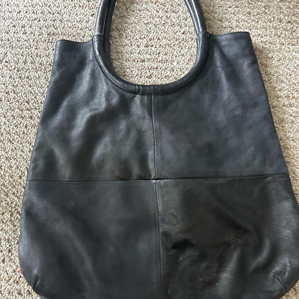 Anthropologie Black Leather Tote - Picture 2 of 5